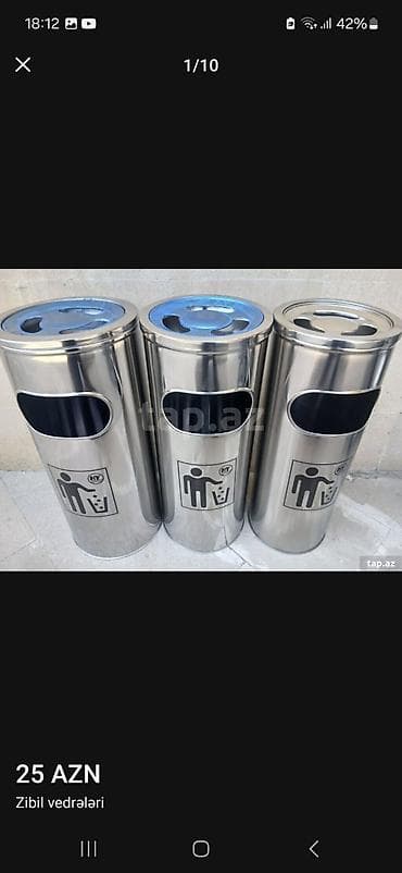 Tullantı qabları: Paslanmayan poladdan kül qablı zibil qutuları - Material: cilalanmış — 1