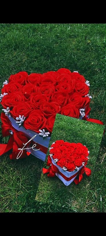 qiz yataqlari: Ürünün adı: Ürək formalı qutu içində qırmızı güllər kompozisiyası — 1