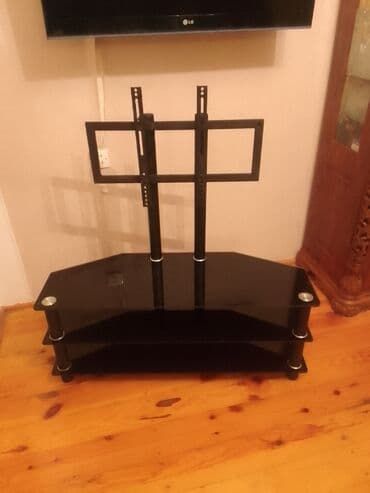 стол стойка для кухни: Новый, Прямой ТВ стенд, С полками, Стеклянный, Турция — 1