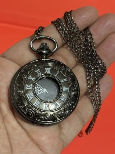 saatlar ucuz: Klassik cib saatı – qara metal korpus və zəncir - Dizayn: Qapaqlı — 5