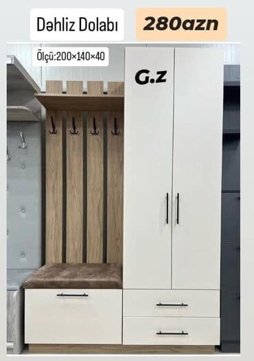 Dolablar: Açılan, 2 qapılı Düz dolab, Dəhliz dolabı — 1