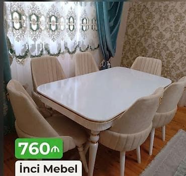 Qonaq otağı üçün, Yeni, Açılan, Dördbucaq masa, 6 stul