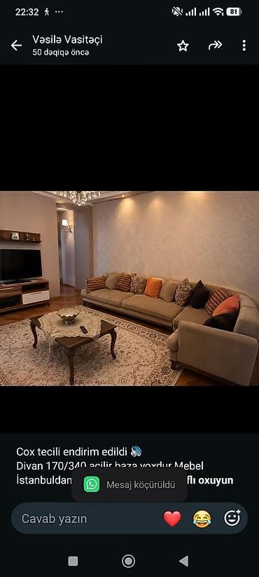 Cox tecili endirim edildi 🔊 Divan 170/340 açilir baza yoxdur.Mebel — 1