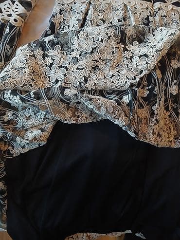 amazfit gtr 4: Zərif naxışlı qadın paltarı - Rəng: qara əsas, üzərində krem rəngli — 6