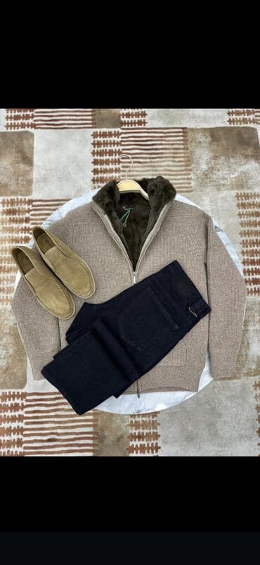 черные мужские кардиганы: Kişi geyim dəstləri - Zippeli polo sviterlər: isti kərpic/qəhvəyi — 2