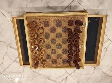 Şahmatlar: Əl işləri şahmat dəsti - Material: tamamilə ağacdan hazırlanmış lövhə — 2