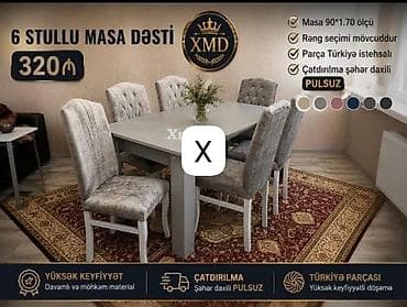 6 stullu masa dəsti - Masa ölçüsü: 90 × 170 sm - Dəst: 1 masa + 6 lalafo.az -da 6 stullu masa dəsti - Masa ölçüsü: 90 × 170 sm - Dəst: 1 masa + 6