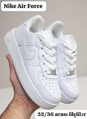 Nike Air Force uşaq krossovkaları - Rəng: tam ağ - Ölçülər: 32–36