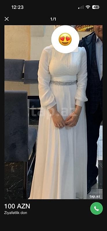 Ziyafətlik ağ uzun don - Rəng: ağ - Üslub: klassik, zərif at lalafo.az Ziyafətlik ağ uzun don - Rəng: ağ - Üslub: klassik, zərif