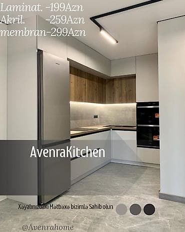 kuxna mebeller: Sifarişlə mətbəx dəsti, Özü çəkən petlələr, Sadə laminat, Kredit var, Pulsuz çatdırılma, Ödənişli çatdırılma, Rayonlara çatdırılma — 6