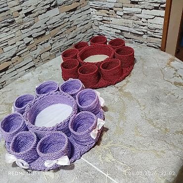 1 kq banka: Əl işi iplə hörmə.Sifarisle hazırlanır.4yuvali 15azn.Digerleri 30azn — 2