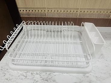 paltar qurutma asilqani: Süzgəcli qab-qacaq qurudan rəf - Rəng: ağ - Material: metal karkas — 7