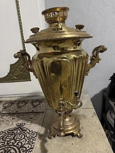 kömür ütüsü: Qədim samovar, 1898 il, Latun, Vəziyyəti: Əla — 1