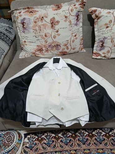 детские нарядные комплекты: Uşaq üçün şık üçlü kostyum dəsti - Rəng: açıq krem/ivori, incə — 1