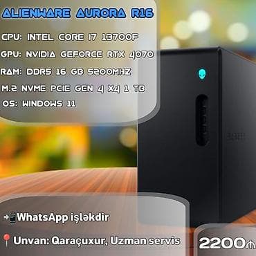Alienware Aurora R16 – yüksək performanslı oyun. 🔷CPU: INTEL CORE I7