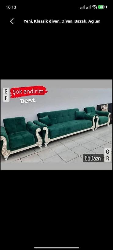 divan mebelleri: Yeni, Klassik divan, Divan, Bazalı, Açılan — 1