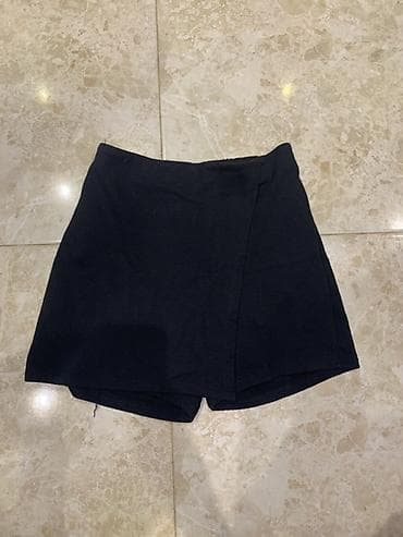 eclat de lune: Qadın şort-ətək (skort) – qara rəng - Model: ön hissədə örtülü ətək — 2