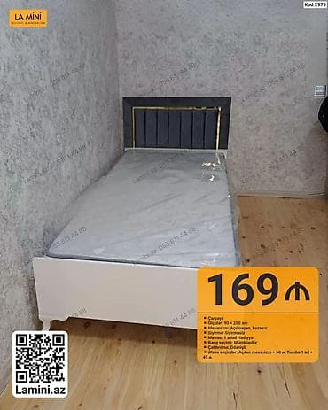islenmis matras: Tək nəfərlik çarpayı - Ölçü: 90 x 200 sm - Başlıq: yumşaq parça ilə — 1