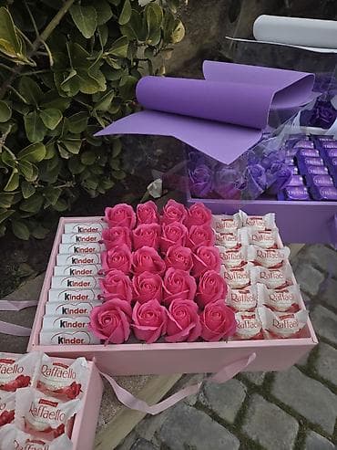 canli urek sekilleri: Hədiyyə qutuları – gül və şokolad kompozisiyaları - Düzbucaqlı — 10