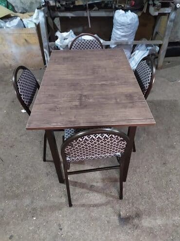 stul ev ucun: Qonaq otağı üçün, Yeni, Açılmayan, Kvadrat masa, 4 stul — 6