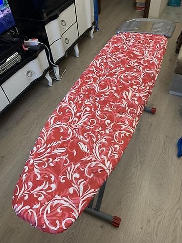 skafli utu stolu: Dəmir taxtası - Geniş və uzun ütüləmə səthi: qırmızı-ağ naxışlı qalın — 3