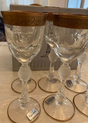 qab dəstləri: Qədəhlər, Xrustal, 6 ədədli dəst, Çexiya — 1