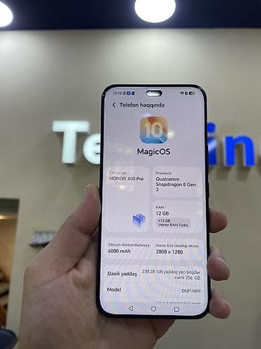 honor 9xc: Honor 400 Pro, 256 GB, rəng - Qara, Barmaq izi, Simsiz şarj, Face ID — 2