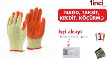 İşçi əlcəyi - Material: möhkəm toxunmuş parça, ovuc və barmaq hissəsi — 1