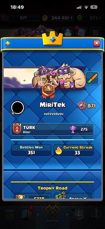 pubg buz 4: Clash Royale hesabı - Kupa: 5238 (rekord 5268) - Qızıl: 344 451 - — 2
