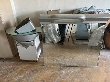 Hamam dolabları: Şüşə üstlü hamam lavabosu və dolablı konsol - Üst lövhə: mat — 4