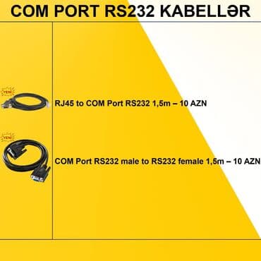 Noutbuklar üçün örtük və çantalar: Kabellər “COM Port RS232” ⭐RJ45 to COM Port RS232 1,5m – 10 AZN ⭐COM — 2
