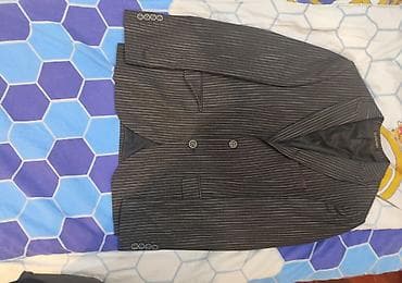 mini geyim: Kişi üçün üçlük kostyum dəsti – klassik pinstripe (nazik ağ zolaqlı) — 1