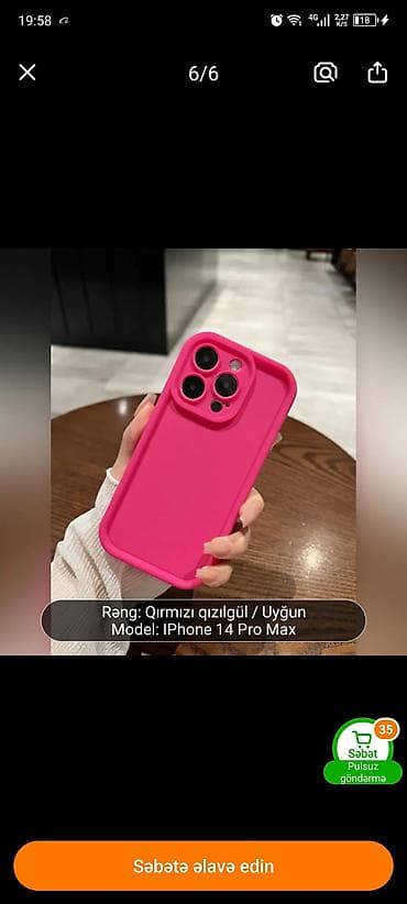 iphone adapter şunuru: Qırmızı qızılgül rəngində, iPhone 14 Pro Max modelinə uyğun telefon — 2