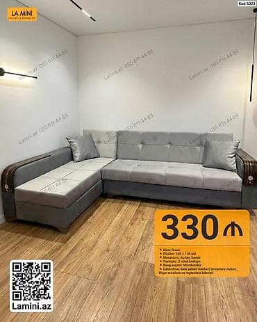 sunger: Künc divan – Kod: 5323 - Ölçü: 240 × 150 sm - Mexanizm: açılan — 1