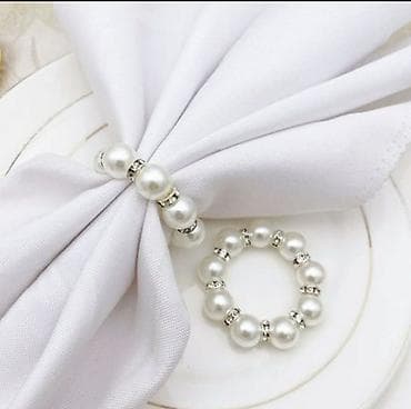 nem salfetka: Masa salfetka halqaları – zövqlü süfrə bəzəyi - Modellər: İncili (ağ — 1