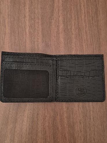 pul qabları: Qara rəngli kişi pul kisəsi - Material: timsah naxışlı dəri görünüşlü — 2