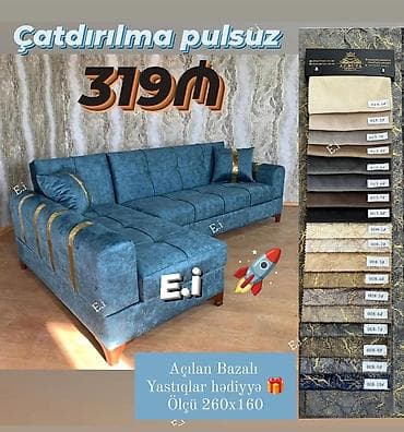 Künc divan, Açılan, Bazalı, Parça, Pulsuz çatdırılma