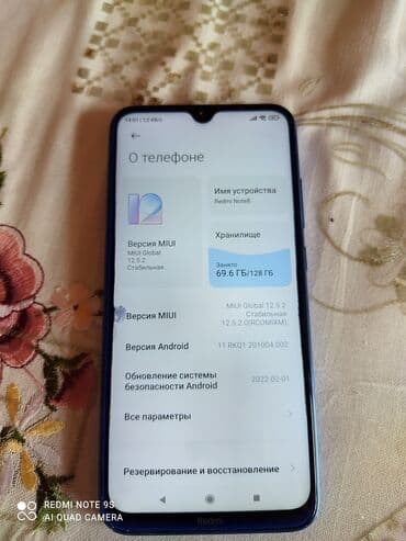 telefonlar redmi: Redmi Note 8 (2021), 128 GB, rəng - Göy, Qırıq, Düyməli, Sensor — 2