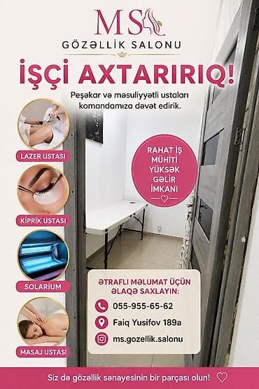 ev temizleme isi axtariram: MS Gözəllik Salonu – işçi axtarışı Peşəkar və məsuliyyətli ustalar — 1