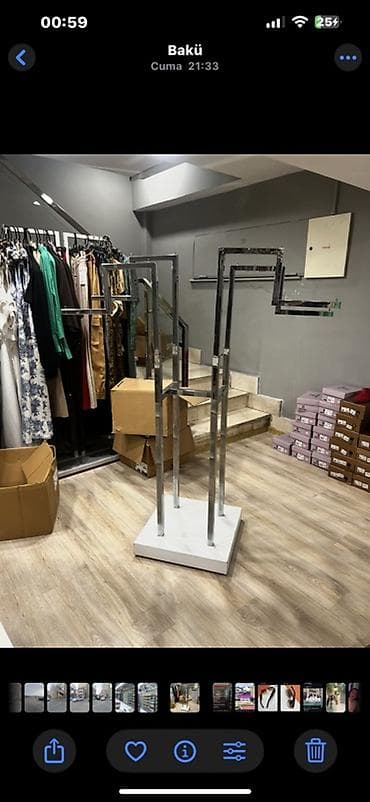 Mağaza üçün metal geyim asqısı stendi - Material: xrom örtüklü möhkəm — 1