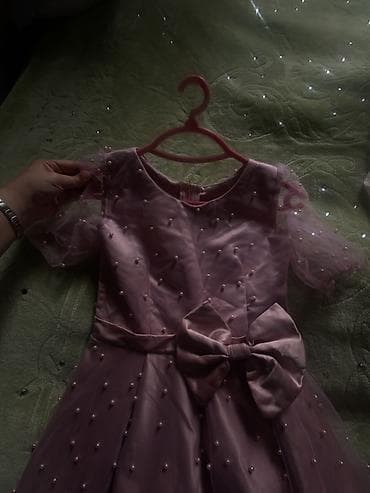 Bayram kostyumları: Uşaq üçün bənövşəyi/şam-pudra tonlarında zərif ziyafət donu Söküyü — 3