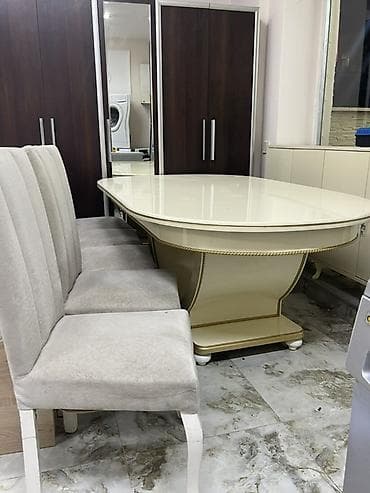 nejavik stol: Qonaq otağı üçün, İşlənmiş, Açılan, Oval masa, 6 stul — 3