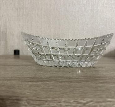 Qab-qacaq və mətbəx ləvazimatları: Şüşə dekorativ meyvə/qəlyanaltı qabı - Material: şəffaf qalın şüşə - — 3