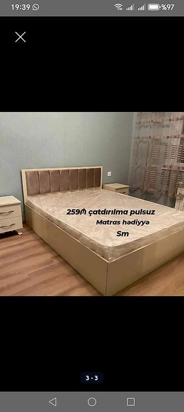 taxt kravat: Yeni, İkinəfərlik çarpayı, Bazasız, Matras ilə, Siyirməsiz — 4