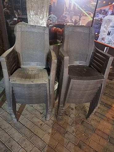 stul: Plastik yığıla bilən stullar – 2 ədəd - Material: davamlı plastik - — 2