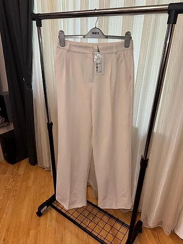 qadın şalvar: Ağ rəngli qadın şalvarıTezedi.rszmer M.Trendyol - Kəsim: geniş — 1