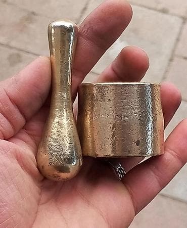 silikon formalar: Misin (pirinç) miniatür həvəng və dibəyi - Material: bərk mis/pirinç — 1