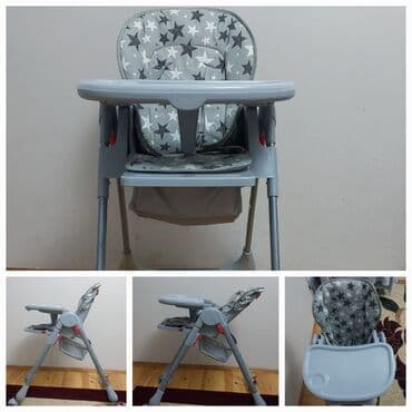 барные стулья для дома: Uşaq yemək stulu - Rəng: boz, ulduz naxışlı yumşaq oturacaq və bel — 1