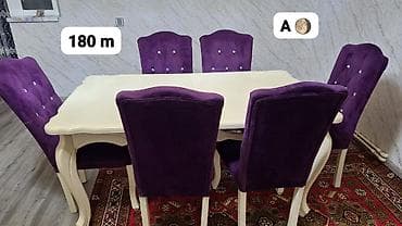 Qonaq otağı üçün, İşlənmiş, Dördbucaq masa, 6 stul