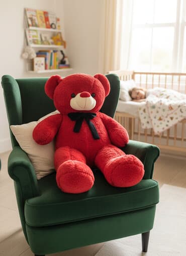 Oyuncaqlar: Qırmızı plyuş ayı oyuncağı - Rəng: parlaq qırmızı, ağ ağız-hündürlük — 1